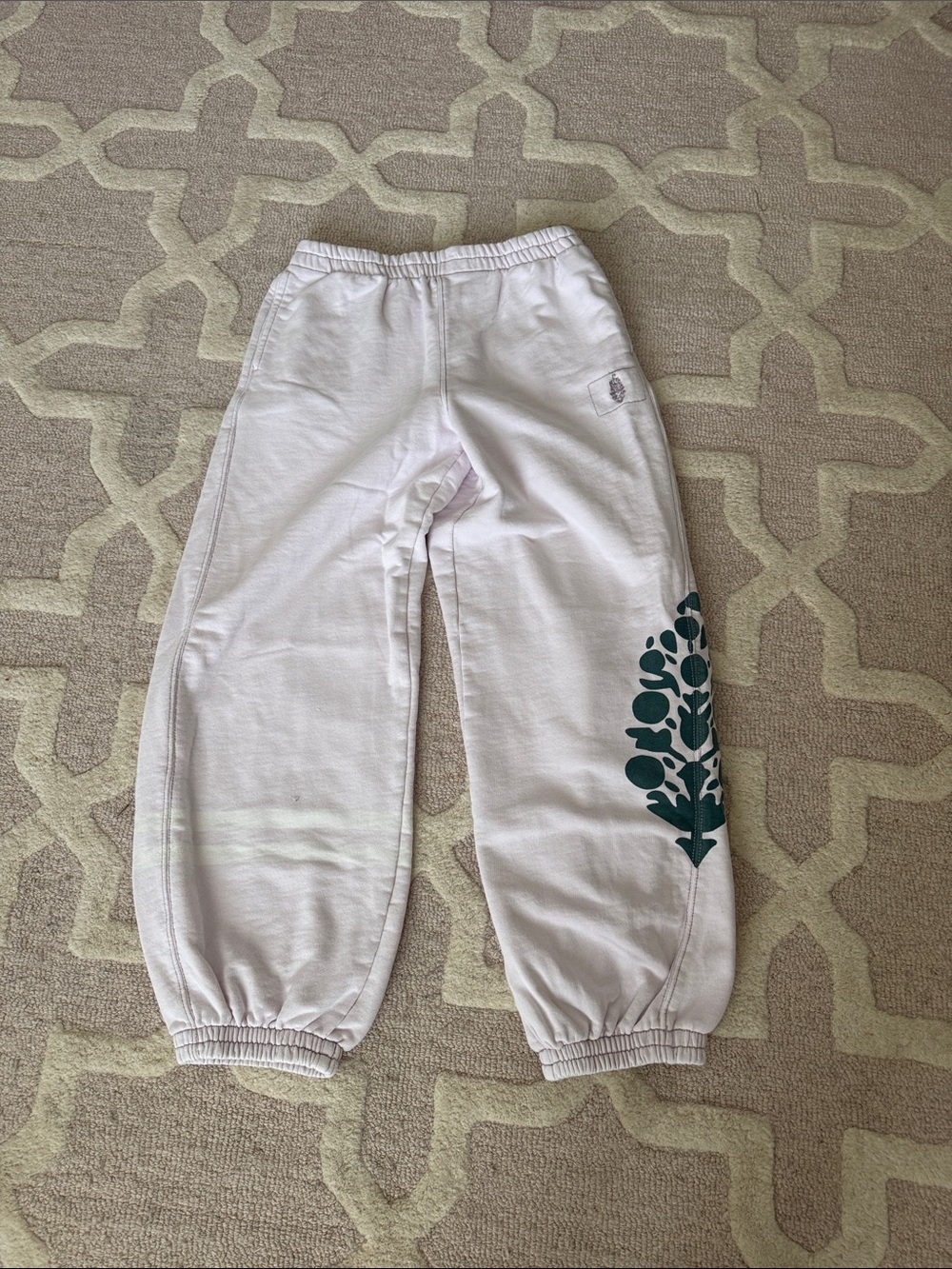 FP Movement pale lavendar Jogger Pants with Green Floral Print
